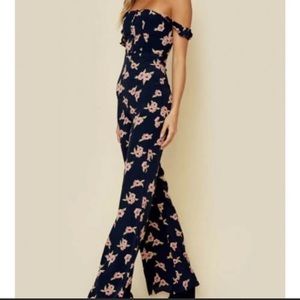 XS Flynn Skye Bardot black jumper w/ pink floral.